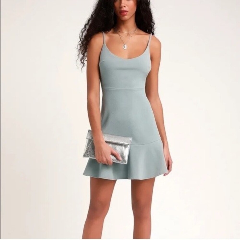 Lulus State Blue “Flounce” hem mini dress